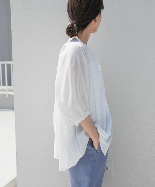 「URBAN RESEARCH DOORS」 半袖ブラウス MEDIUM ブルー レディース_画像6