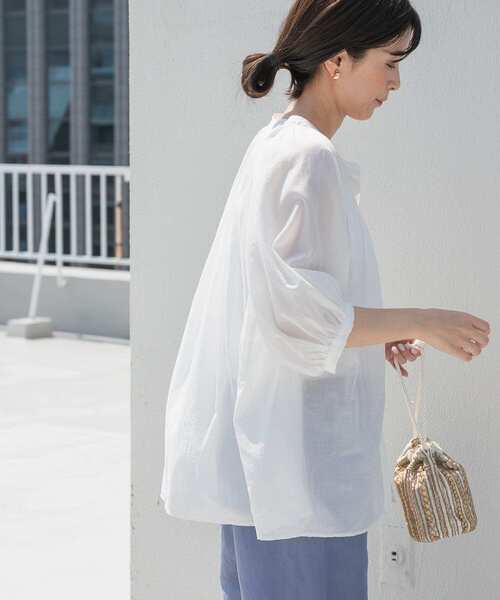 「URBAN RESEARCH DOORS」 半袖ブラウス MEDIUM ブルー レディース_画像7