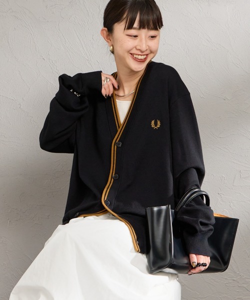 新品未使用 FREDPERRY フレッドペリー クラシックカーディガン ブラック FRED PERRY（フレッドペリー） カーディガン Vネック クラシックニット