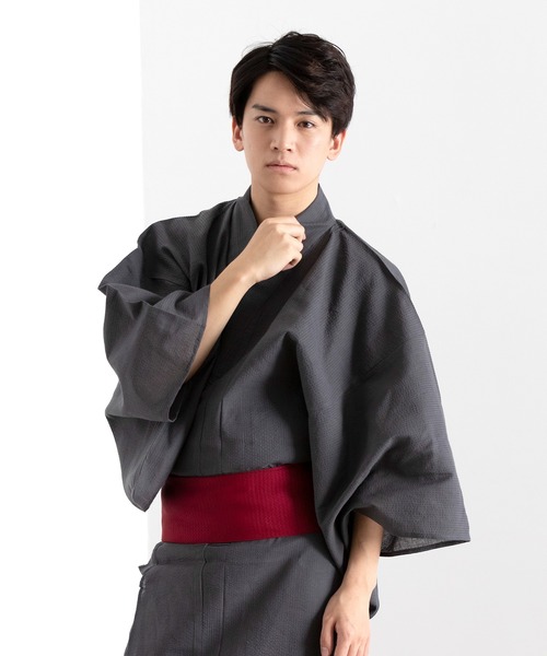 浴衣セット 4点セット 下駄 (ふうちんさん専用) KYOETSU（京越） 浴衣 メンズ しじら浴衣 4点セット ( 浴衣 + 帯 +