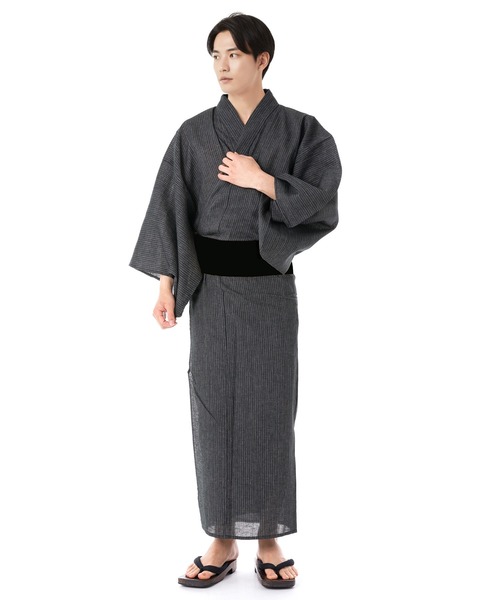 KYOETSU（京越） 浴衣 メンズ しじら浴衣 4点セット ( 浴衣 + 帯 +