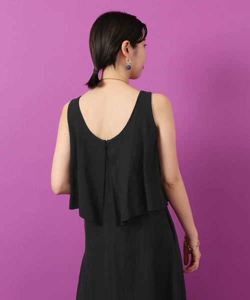 IENA LA BOUCLE ワンピース C/ラミーキャンバスラッフル