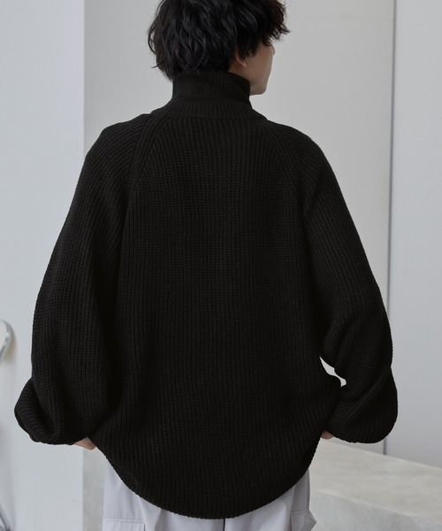 新品 ラッセルノ ジップアップニットフーディー (5/L) Ⓗ ラグランデザイン サイドスティッチ ドライバーズニット KS3226