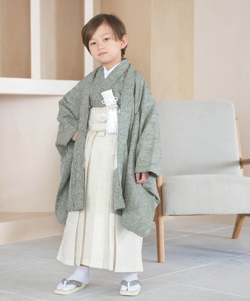 七五三セット utatane 袴60cm　5歳 袴セット ペイズリー 着物セット utatane 着物 七五三5歳用袴セット ジャガードペイズリー キッズ 子供