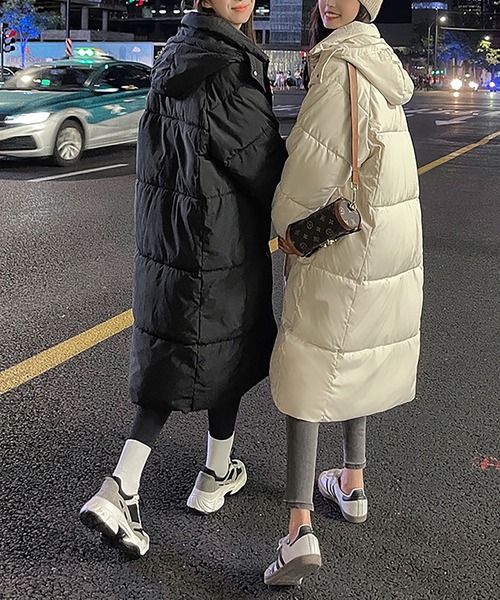 Rady フード付きロングダウンジャケット ブラック Rady フード付き ロングダウンジャケット