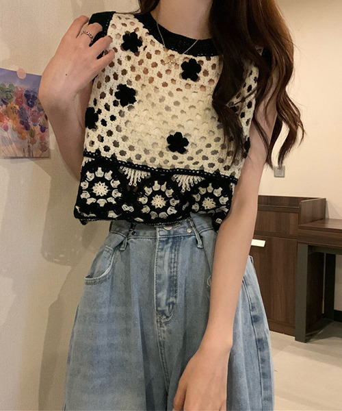 ベスト ジレ 柄編みミックスデザインニットベスト レディース 楽天市場】ベスト レディース サマー ジレ ベスト 透かし編み