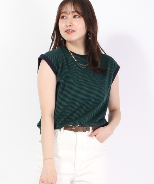 tシャツ ボーダーフリルノースリーブＴシャツ レディース 楽天市場】ノースリーブ フリル（Tシャツ・カットソー｜トップス