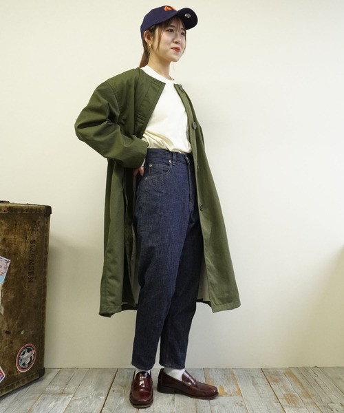 【超美品】CINOH チノ/ エコナイロン ノーカラーコート BROOKLYN OVERALL ノーカラーコート コート ナイロンチノノー
