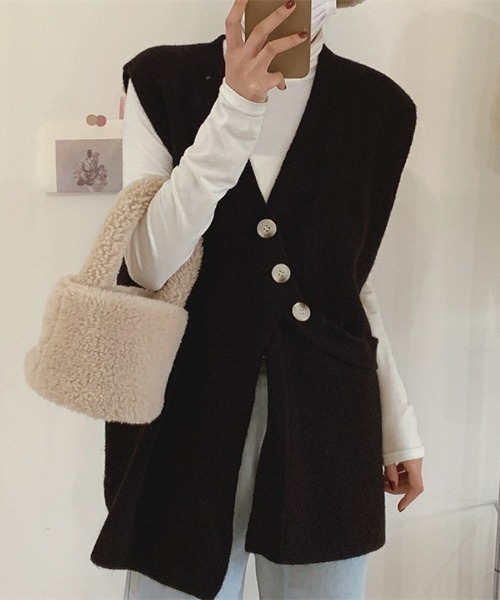 ベスト ジレ ルーズアシンメトリーニットベスト レディース : ZOZOTOWN