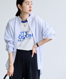 coen（コーエン） ブラウス シャツ ソフトタッチブロードバンドカラー