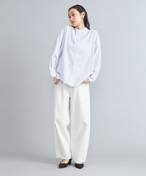 coen（コーエン） ブラウス シャツ ソフトタッチブロードバンドカラー