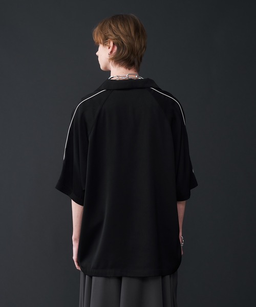 KUUUPY tシャツ Drape Piping Half Zip T-Shirt - ドレープ