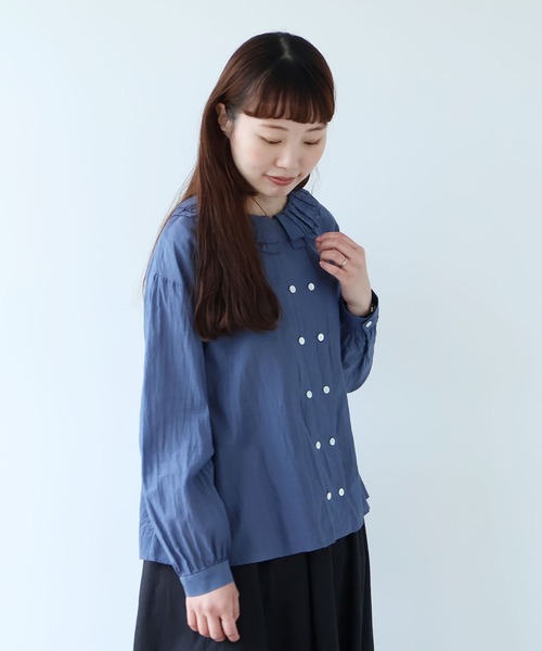 美品 ビュルデサボン コットンキュプラローンIBK bebe ブラウス ゆったり bulle de savon（ビュルデサボン） ブラウス シャツ コットン/キュプラ