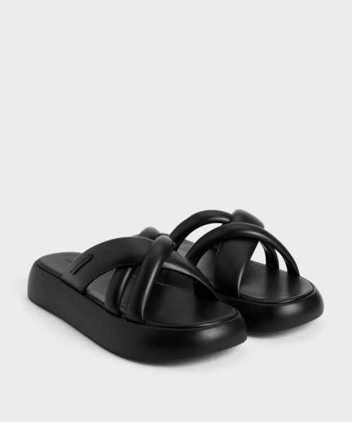 CHARLES ＆ KEITH サンダル パッフィー クロスオーバー