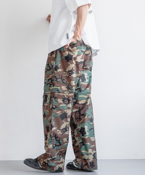 90s HOBO バギーワイド　パラシュート型　カモフラージュ　パンツ　L DC SHOES カーゴパンツ 「DC」バギーワイドカーゴパンツ