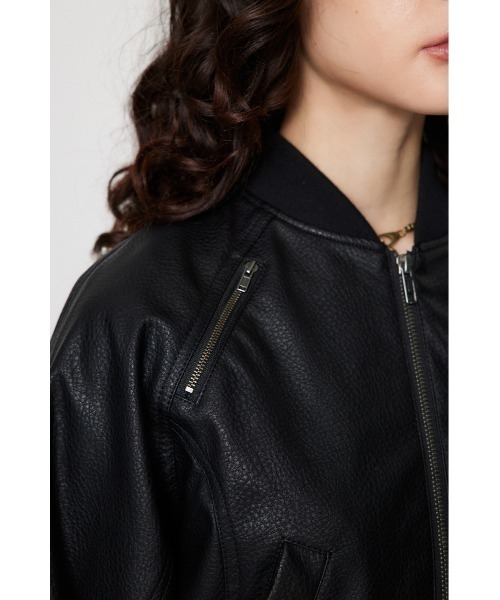 LAGUA GEM ブルゾン アウター CROPPED FAUX LEATHER レディース