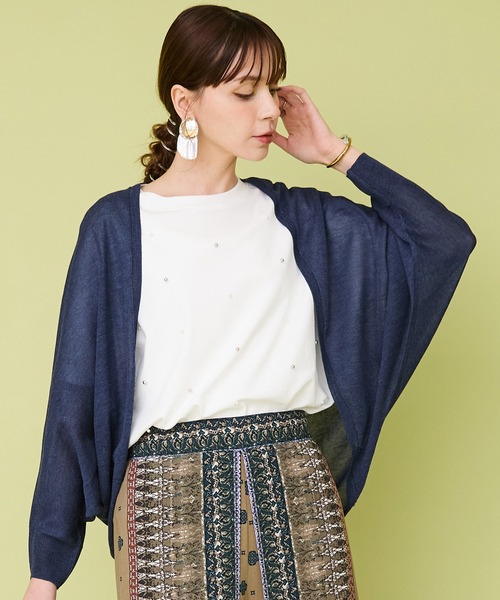カーディガン 「JETSET SOLO PLUS」シャイニーシアーボレロカーディガン レディース