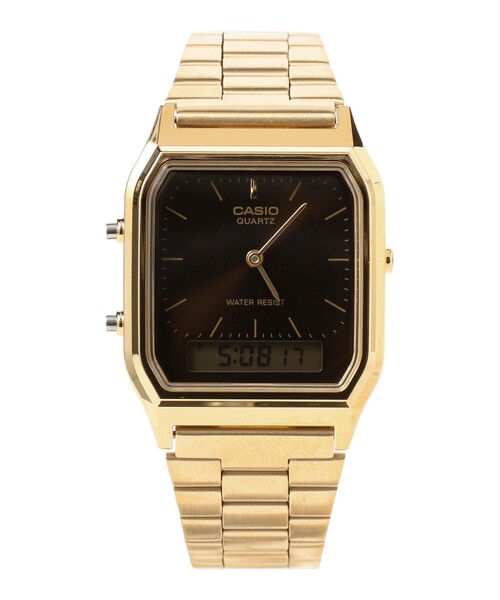 CASIO / AQ-230 ゴールド デジタル腕時計 Casio AQ-230 Series Unisex Stainless Steel Band Digital