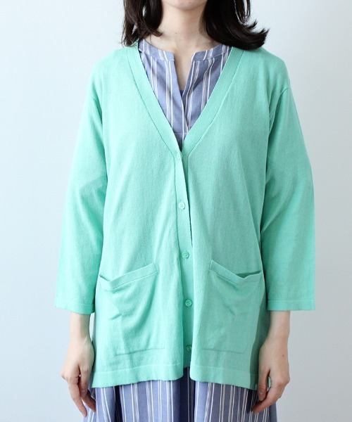MB mint breeze」 ニットカーディガン 3L グリーン レディース 