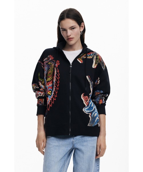 Desigual（デシグアル） トレーナー スウェット アートモチーフ ジップ