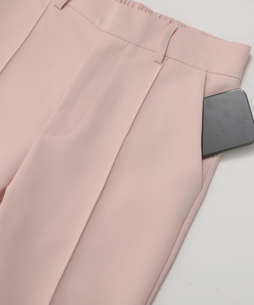 Fitmore はしご裾パールテーパードパンツ ピンクPS 新品 Fit more パンツ パールスリットテーパードパンツ レディース