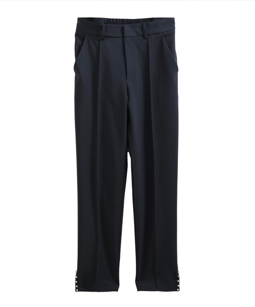 Fit more パンツ パールスリットテーパードパンツ レディース