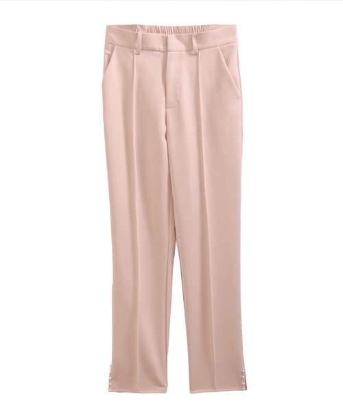 Fit more パンツ パールスリットテーパードパンツ レディース