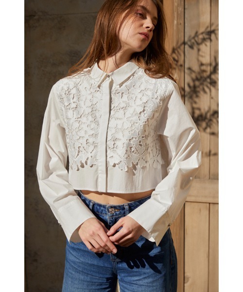 ブラウス シャツ Josie Blouse Lace Blouse クロップレースシャツ レディース