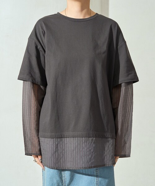 FREAK'S STORE tシャツ 限定展開 シアー ストライプ レイヤード