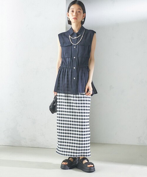 SHIPS（シップス） スカート 「手洗い可能」ギンガム チェック タイト