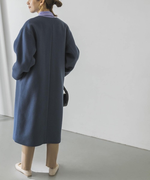 「URBAN RESEARCH」 ノーカラーコート 36 ダークブラウン レディース_画像4