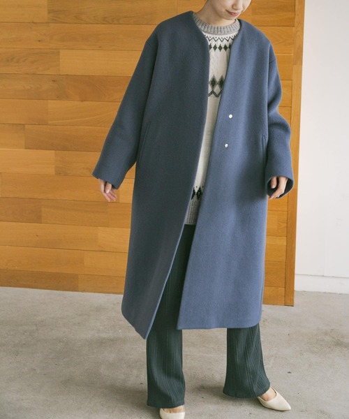 「URBAN RESEARCH」 ノーカラーコート 36 ダークブラウン レディース_画像8