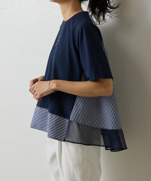 BEARDSLEY tシャツ ストライプコンビカットソー レディース