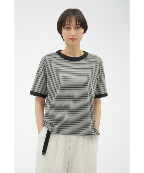 MHL. tシャツ COTTON LINEN STRIPE JERSEY レディース
