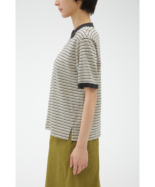 MHL. tシャツ COTTON LINEN STRIPE JERSEY レディース