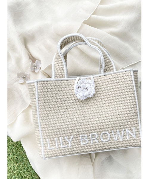 LILY BROWN MARY QUANTロゴ入りラフィアトート ベージュ LILY BROWN*MARY QUANT】ロゴ入りラフィアトートベージュ