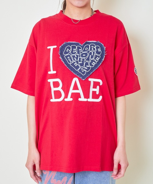 tシャツ 半袖 「デニムハート×ビッグロゴ」レディース オーバーサイズ