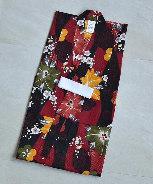 ✅新品【赤と黒の立沸とレトロ花】 utatane ニコアンティーク 浴衣単品 utatane - ✓新品【赤と黒の立沸とレトロ花】 utatane ニコ