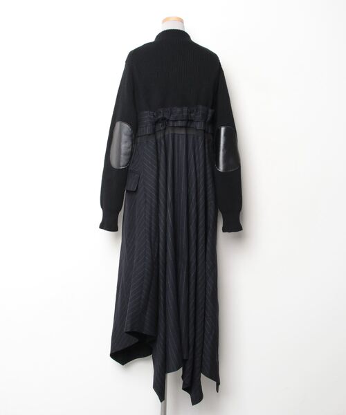 sacai（サカイ） ストライプ柄ドッキングワンピース 2 ブラック