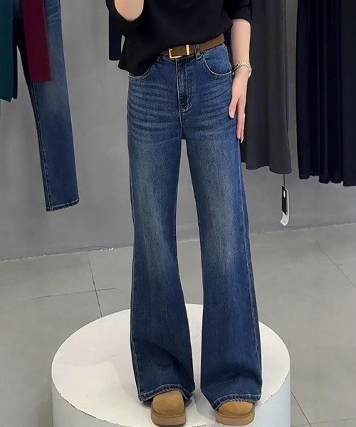 2色 ジーンズ デニムパンツ フレア アメリカン 美脚 レトロ 大人 on：nue ジーンズ デニム デニムパンツ 「on:nue」「2色展開/3
