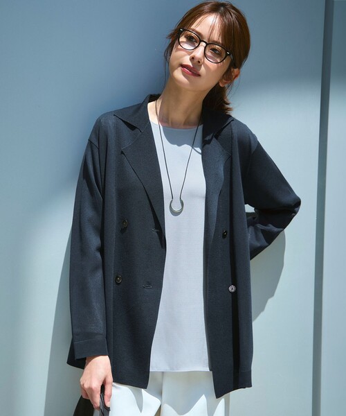 ジャケット テーラードジャケット 「洗える」シアー ダブルブレスト