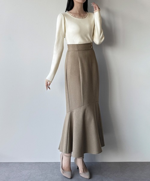 mipiarl ニット セーター シアーフリルニットトップス レディース