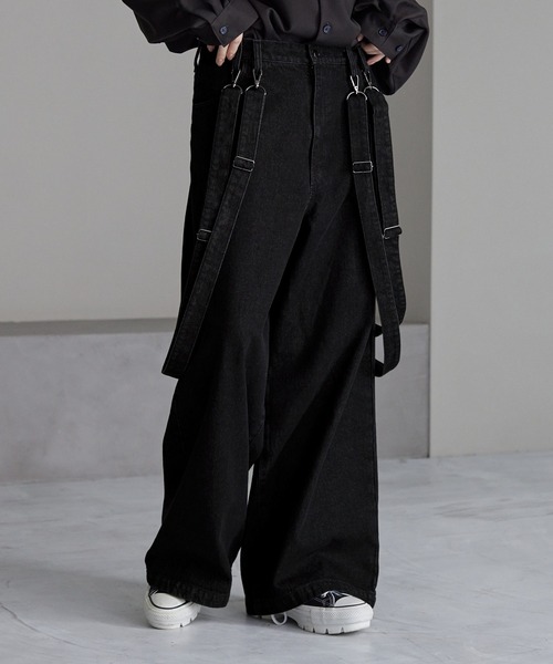 「cussil」 ダメージ加工デニムパンツ X-SMALL ブラック メンズ