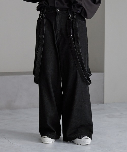 「cussil」 ダメージ加工デニムパンツ X-SMALL ブラック メンズ