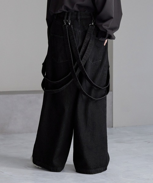 「cussil」 ダメージ加工デニムパンツ X-SMALL ブラック メンズ