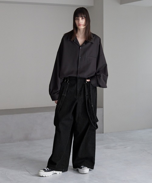 「cussil」 ダメージ加工デニムパンツ X-SMALL ブラック メンズ