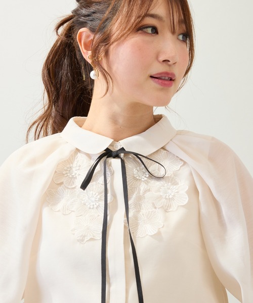 Rose Tiara（ローズティアラ） ブラウス シャツ 「手洗いOK」襟付き