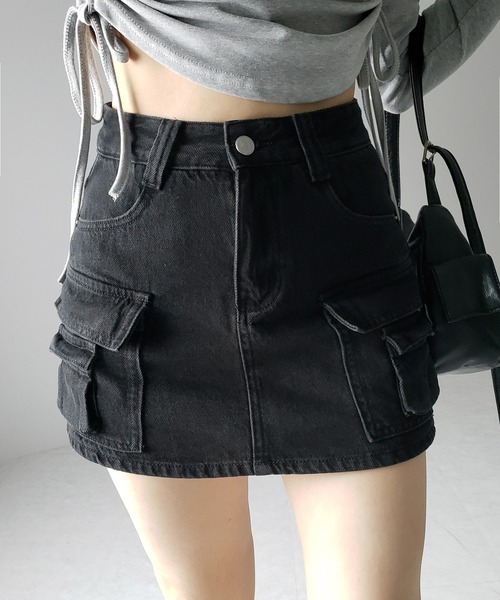 「me+em select」 デニムショートパンツ SMALL ブラック レディース