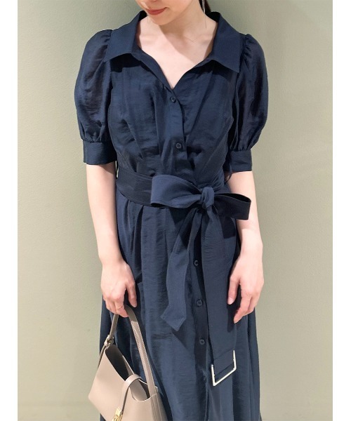 【新品】スナイデル ニットシャツワンピース ネイビー サイズ0 SNIDEL SNIDEL（スナイデル） シャツワンピース 0 ブルー レディース