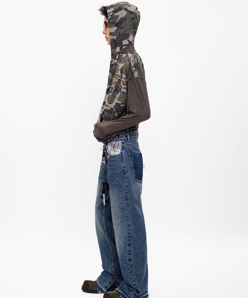 MASONPRINCE パーカー 袖切り替え カモフラ柄 ZIPパーカー WT4291